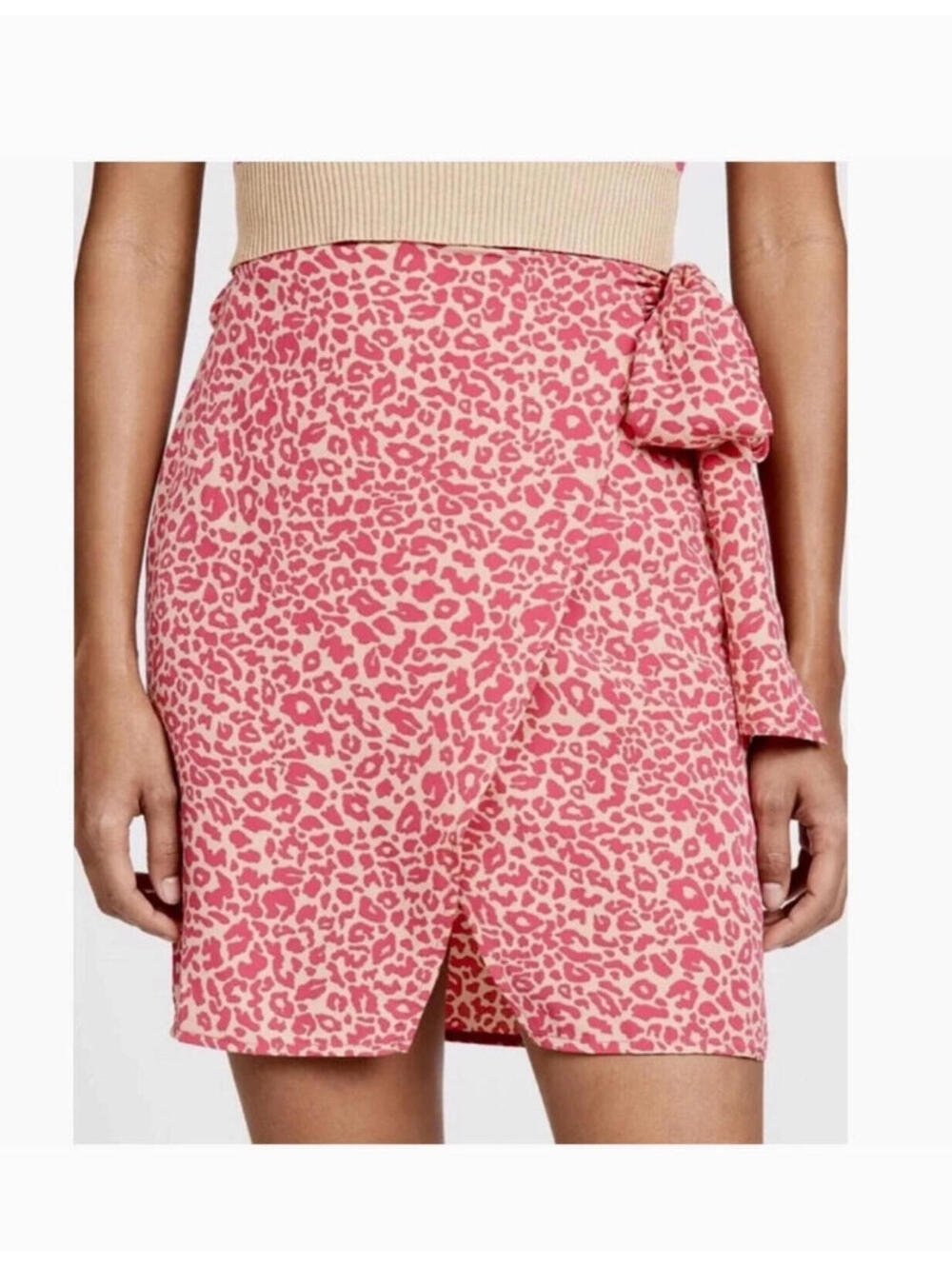 J.O.A. Tan and Pink Leopard Skirt, NWT, Size S, #2608